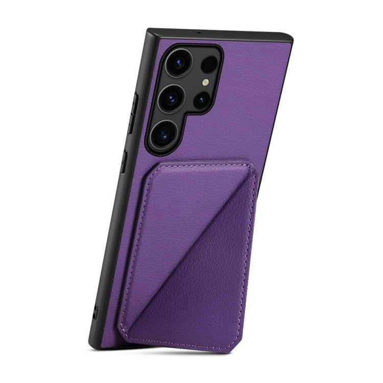 For Samsung Galaxy S24 Ultra 5G D04 Calf Texture Dual Card Slot Holder Phone Case(Purple) - HoMEdemic™ 