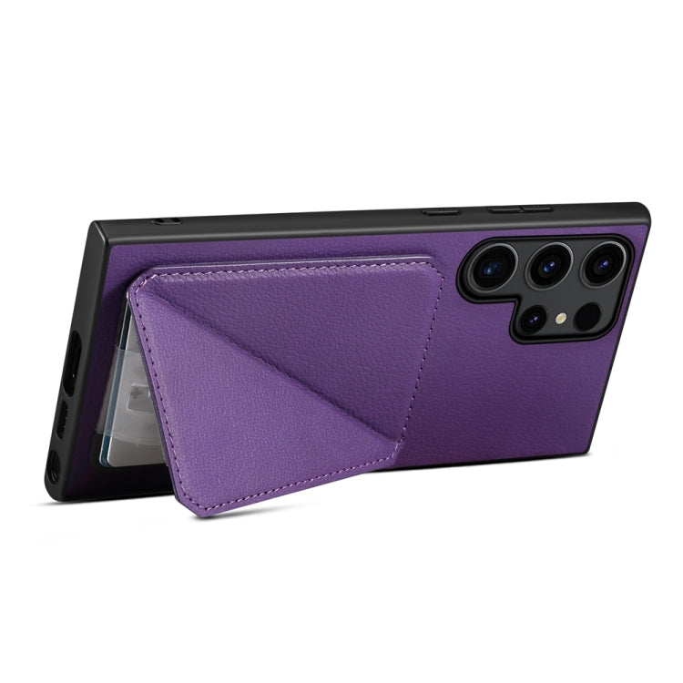 For Samsung Galaxy S24 Ultra 5G D04 Calf Texture Dual Card Slot Holder Phone Case(Purple) - HoMEdemic™ 