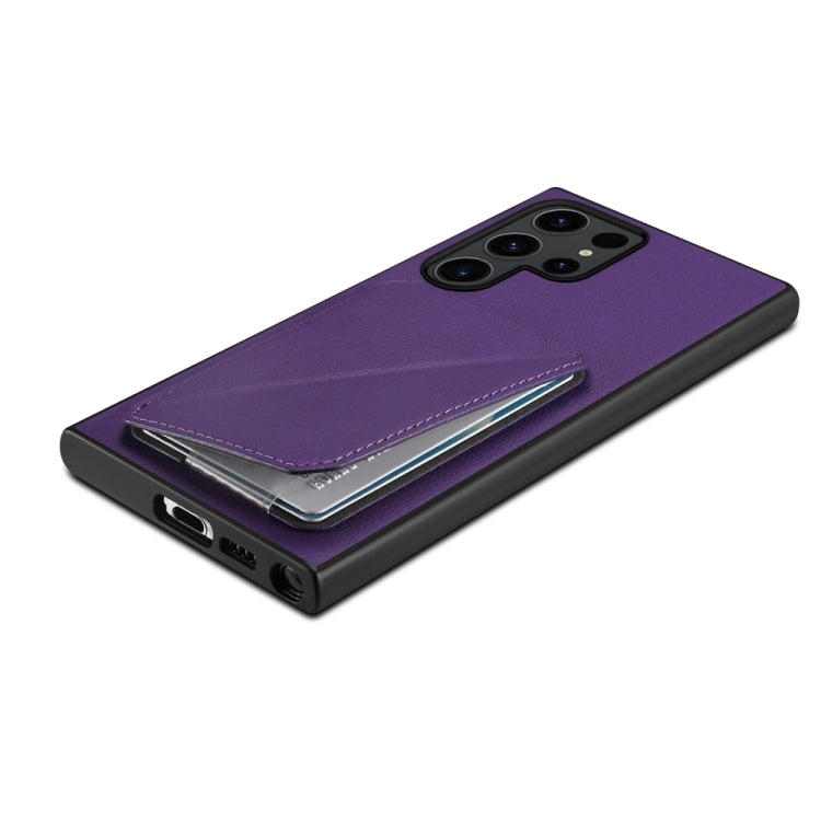 For Samsung Galaxy S24 Ultra 5G D04 Calf Texture Dual Card Slot Holder Phone Case(Purple) - HoMEdemic™ 