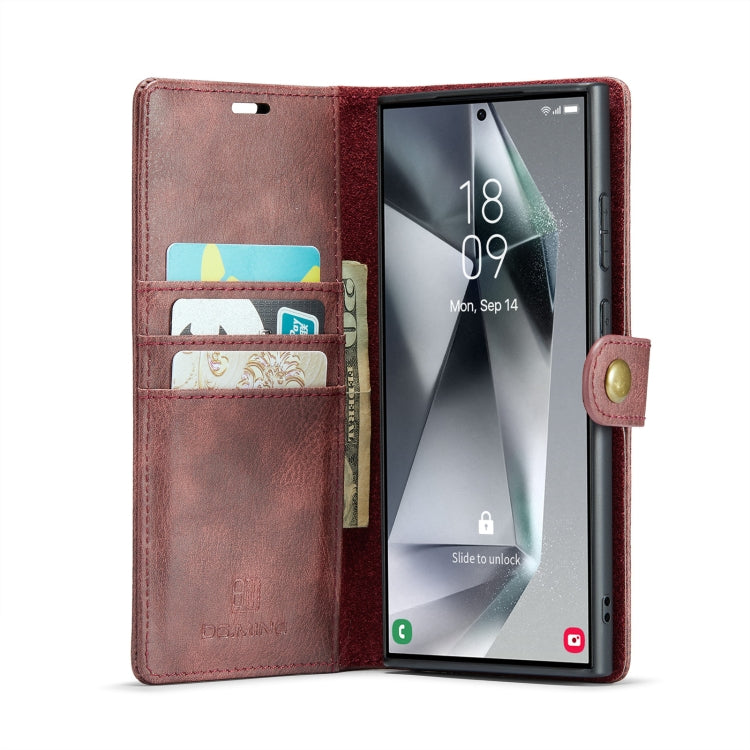 For Samsung Galaxy S24 Ultra 5G DG.MING Crazy Horse Texture Detachable Magnetic Leather Case(Red) - HoMEdemic™ 