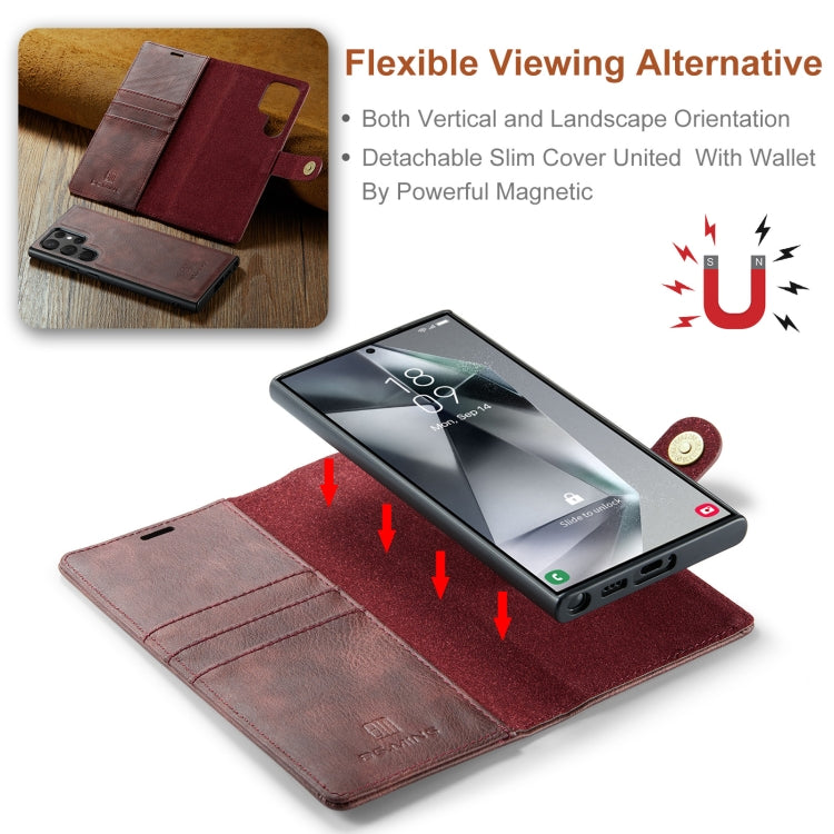 For Samsung Galaxy S24 Ultra 5G DG.MING Crazy Horse Texture Detachable Magnetic Leather Case(Red) - HoMEdemic™ 
