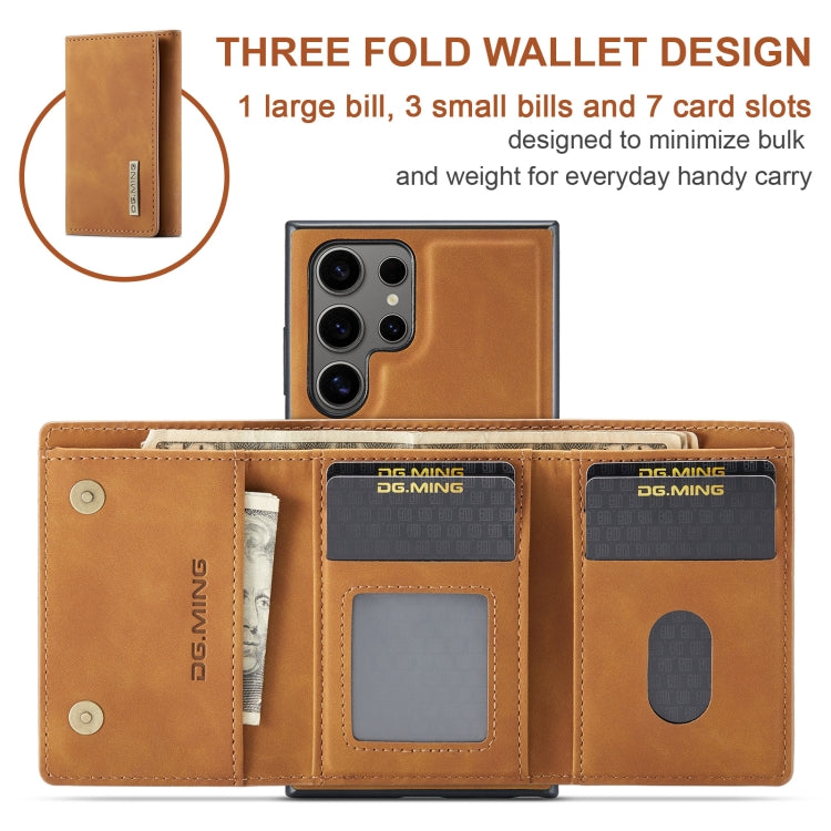 For Samsung Galaxy S24 Ultra 5G DG.MING M1 Series 3-Fold Multi Card Wallet + Magnetic Phone Case(Brown) - HoMEdemic™ 