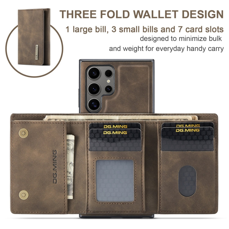 For Samsung Galaxy S24 Ultra 5G DG.MING M1 Series 3-Fold Multi Card Wallet + Magnetic Phone Case(Coffee) - HoMEdemic™ 