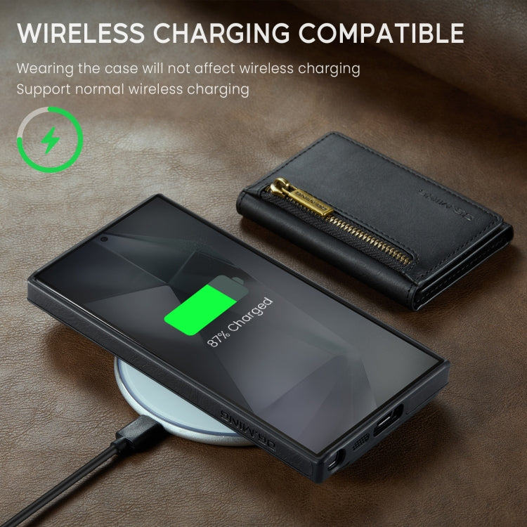 For Samsung Galaxy S24 Ultra 5G DG.MING M5 Series Zip RFID Multi Card Detachable Leather Phone Case(Black) - HoMEdemic™ 