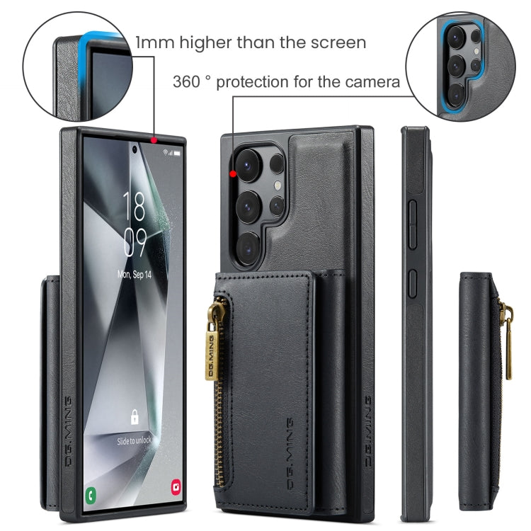For Samsung Galaxy S24 Ultra 5G DG.MING M5 Series Zip RFID Multi Card Detachable Leather Phone Case(Black) - HoMEdemic™ 