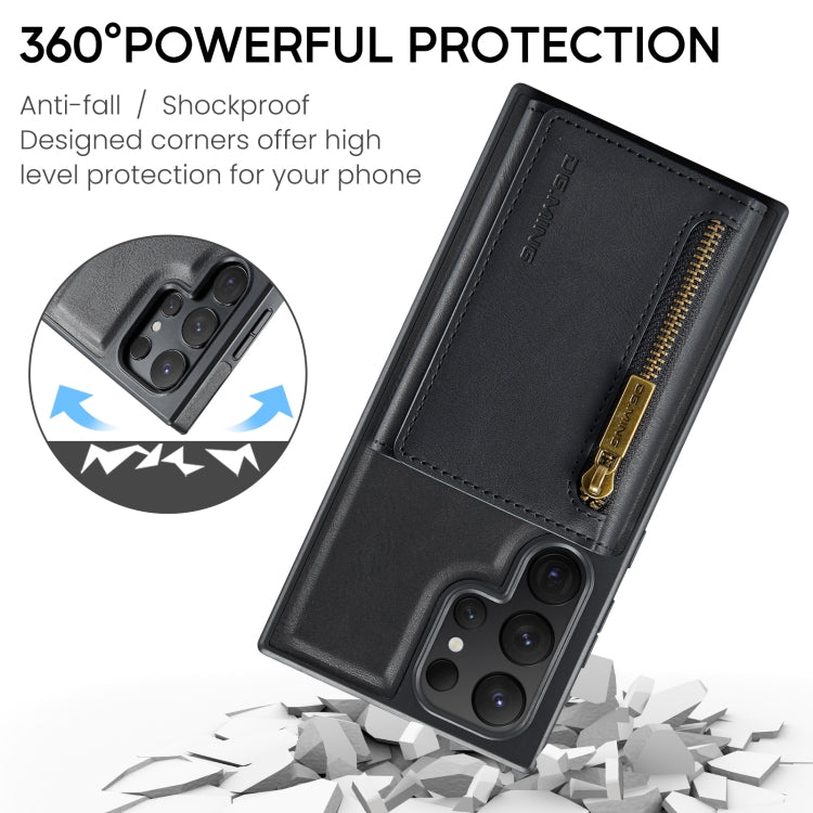 For Samsung Galaxy S24 Ultra 5G DG.MING M5 Series Zip RFID Multi Card Detachable Leather Phone Case(Black) - HoMEdemic™ 
