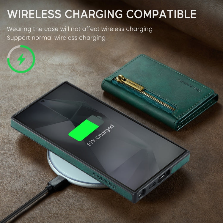 For Samsung Galaxy S24 Ultra 5G DG.MING M5 Series Zip RFID Multi Card Detachable Leather Phone Case(Green) - HoMEdemic™ 