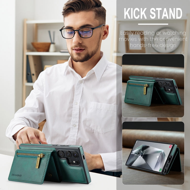 For Samsung Galaxy S24 Ultra 5G DG.MING M5 Series Zip RFID Multi Card Detachable Leather Phone Case(Green) - HoMEdemic™ 
