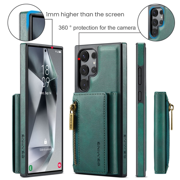 For Samsung Galaxy S24 Ultra 5G DG.MING M5 Series Zip RFID Multi Card Detachable Leather Phone Case(Green) - HoMEdemic™ 