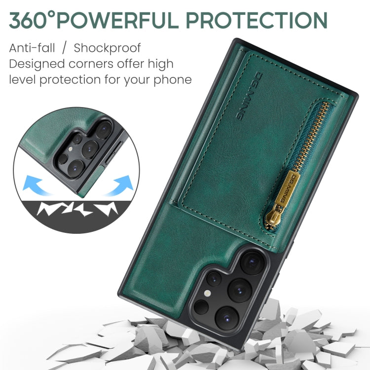 For Samsung Galaxy S24 Ultra 5G DG.MING M5 Series Zip RFID Multi Card Detachable Leather Phone Case(Green) - HoMEdemic™ 