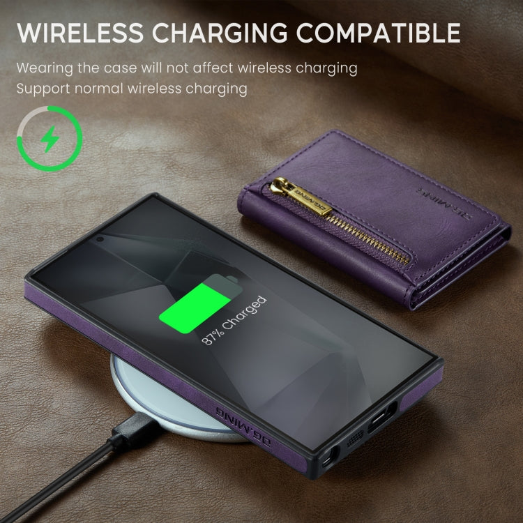 For Samsung Galaxy S24 Ultra 5G DG.MING M5 Series Zip RFID Multi Card Detachable Leather Phone Case(Purple) - HoMEdemic™ 