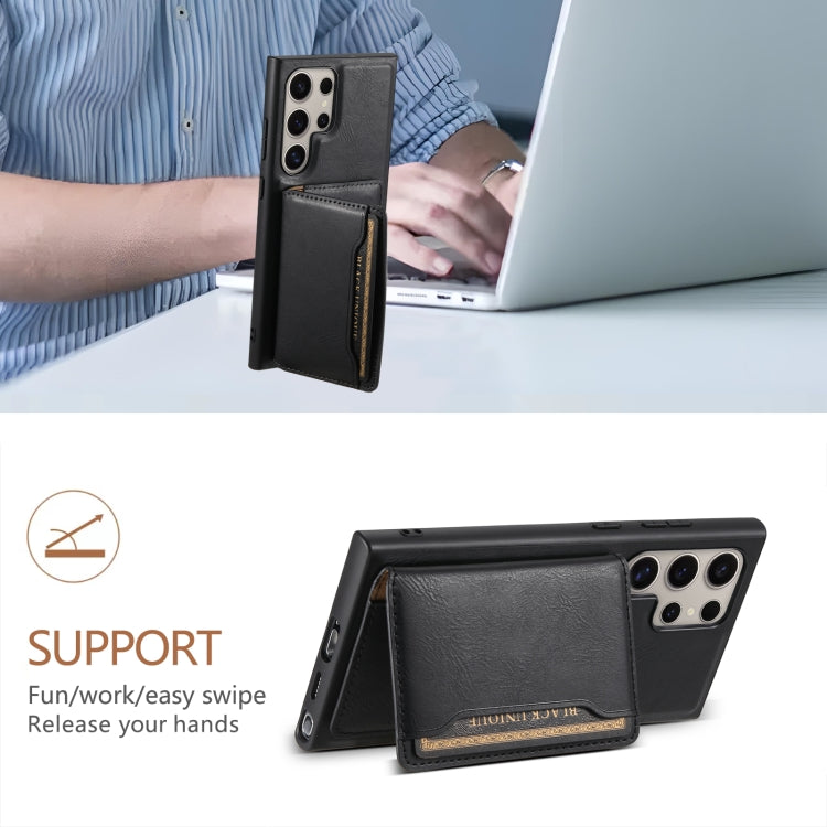 For Samsung Galaxy S24 Ultra 5G Denior Cowhide Texture Leather MagSafe Detachable Wallet Phone Case(Black) - HoMEdemic™ 
