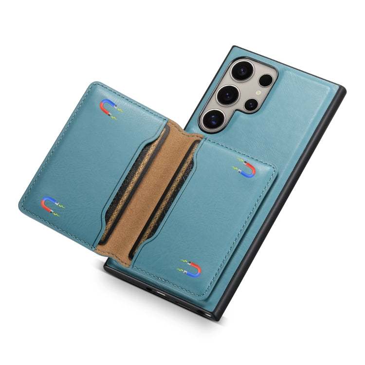 For Samsung Galaxy S24 Ultra 5G Denior Cowhide Texture Leather MagSafe Detachable Wallet Phone Case(Blue) - HoMEdemic™ 