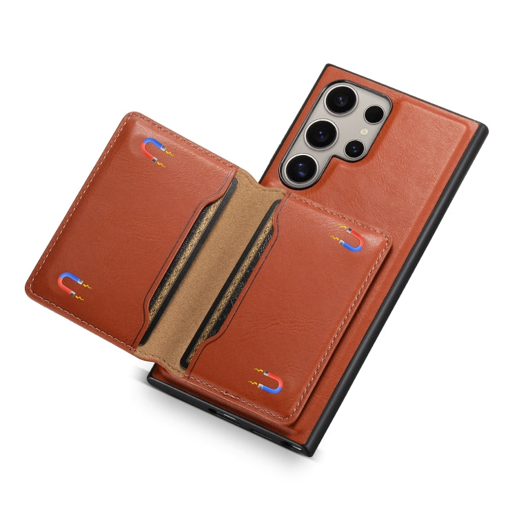 For Samsung Galaxy S24 Ultra 5G Denior Cowhide Texture Leather MagSafe Detachable Wallet Phone Case(Brown) - HoMEdemic™ 