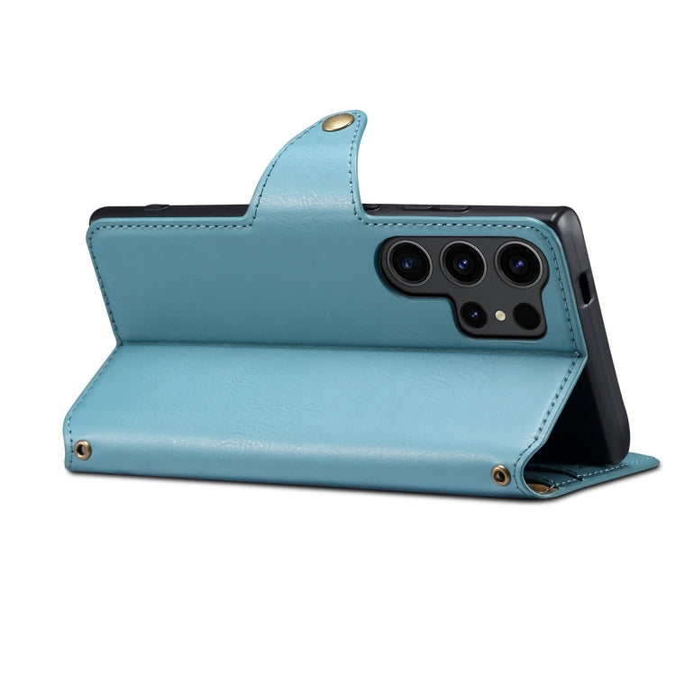 For Samsung Galaxy S24 Ultra 5G Denior Cowhide Texture Wallet Style Leather Phone Case(Blue) - HoMEdemic™ 