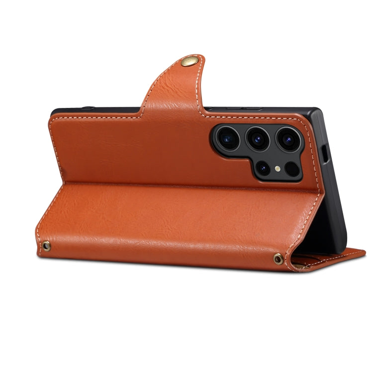 For Samsung Galaxy S24 Ultra 5G Denior Cowhide Texture Wallet Style Leather Phone Case(Brown) - HoMEdemic™ 