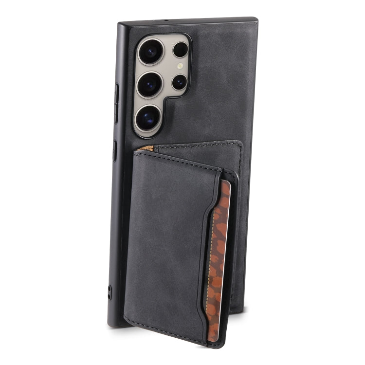 For Samsung Galaxy S24 Ultra 5G Denior D13 Retro Texture Leather MagSafe Card Bag Phone Case(Black) - HoMEdemic™ 