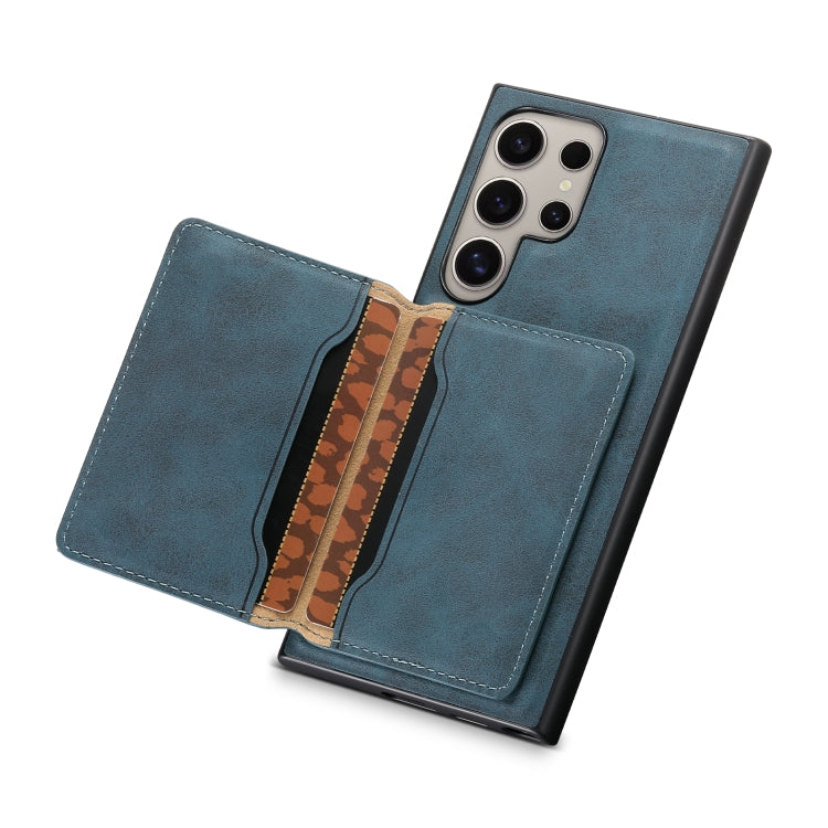 For Samsung Galaxy S24 Ultra 5G Denior D13 Retro Texture Leather MagSafe Card Bag Phone Case(Blue) - HoMEdemic™ 