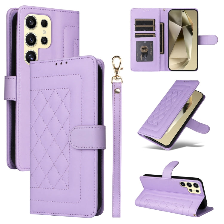 For Samsung Galaxy S24 Ultra 5G Diamond Lattice Leather Flip Phone Case(Light Purple) - HoMEdemic™ 
