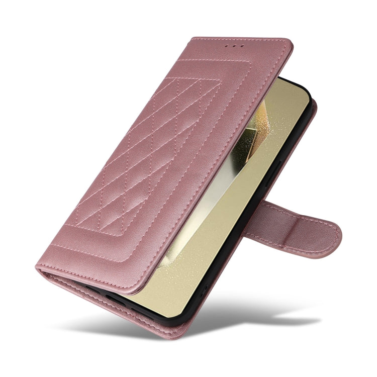 For Samsung Galaxy S24 Ultra 5G Diamond Lattice Leather Flip Phone Case(Rose Gold) - HoMEdemic™ 