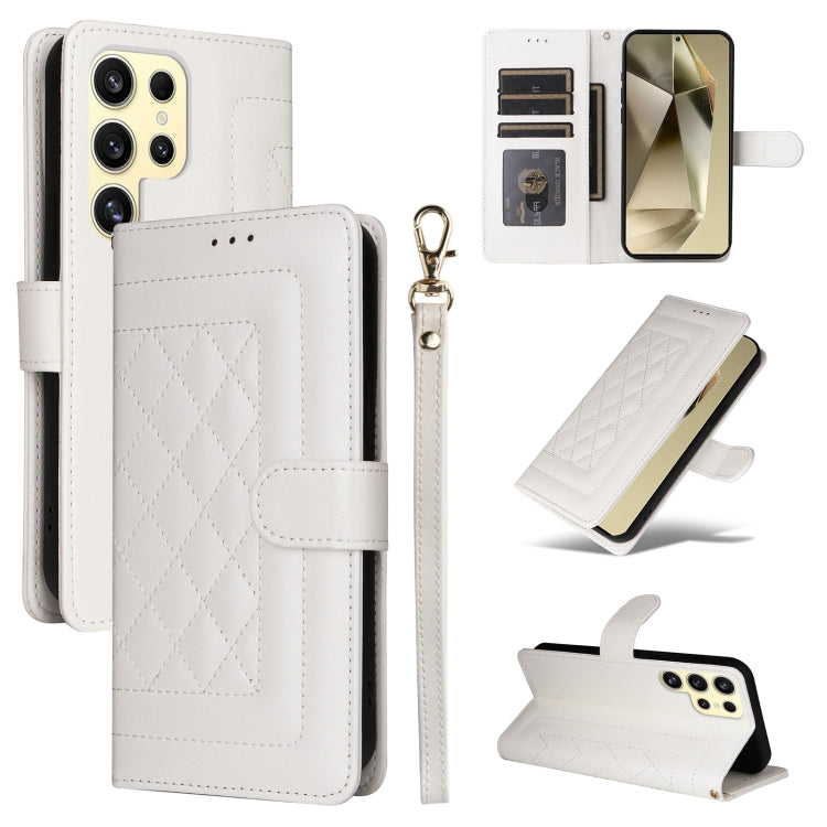 For Samsung Galaxy S24 Ultra 5G Diamond Lattice Leather Flip Phone Case(White) - HoMEdemic™ 