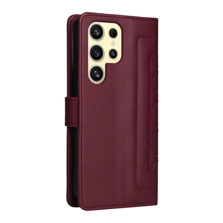 For Samsung Galaxy S24 Ultra 5G Diamond Lattice Leather Flip Phone Case(Wine Red) - HoMEdemic™ 