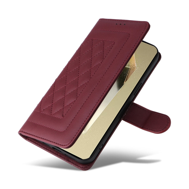 For Samsung Galaxy S24 Ultra 5G Diamond Lattice Leather Flip Phone Case(Wine Red) - HoMEdemic™ 