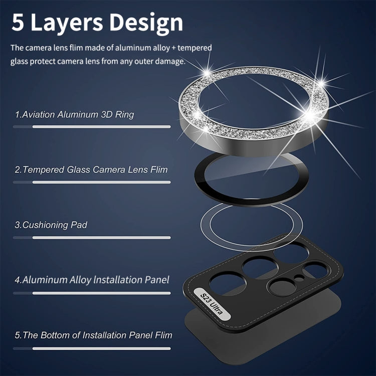 For Samsung Galaxy S24 Ultra 5G ENKAY Hat-Prince 9H Rear Camera Lens Glitter Aluminium Alloy Tempered Glass Film(Silver) - HoMEdemic™ 
