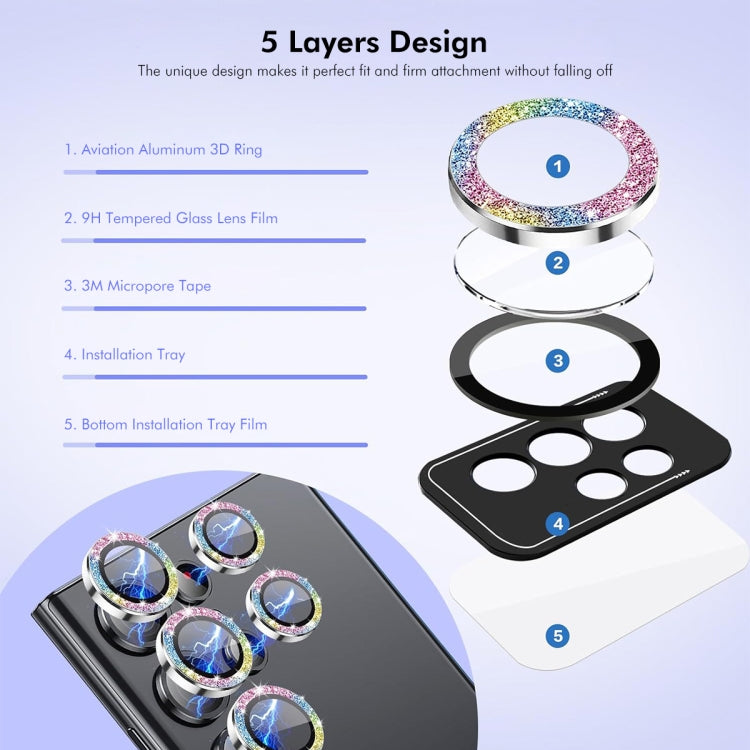 For Samsung Galaxy S24 Ultra 5G ENKAY Hat-Prince AR 9H Rear Lens Glitter Aluminium Alloy Tempered Glass Film(Black) - HoMEdemic™ 