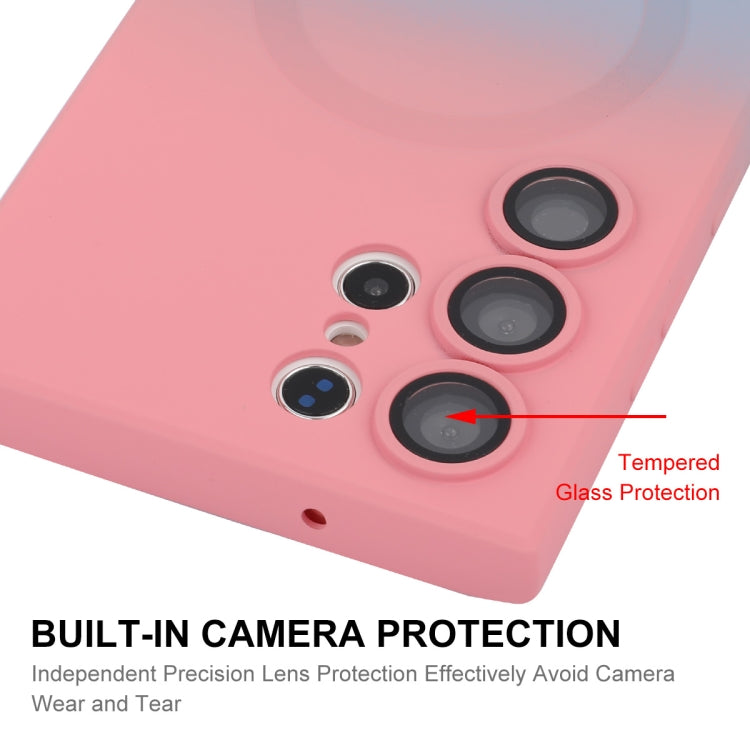 For Samsung Galaxy S24 Ultra 5G ENKAY Hat-Prince MagSafe Rainbow Gradient Silicone Phone Case with Lens Film(Pink Rose) - HoMEdemic™ 