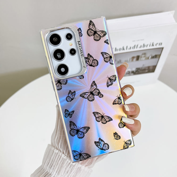 For Samsung Galaxy S24 Ultra 5G Electroplating Laser Butterfly Phone Case(Black Butterflies AB5) - HoMEdemic™ 