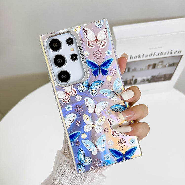 For Samsung Galaxy S24 Ultra 5G Electroplating Laser Butterfly Phone Case(Blue Butterflies AB4) - HoMEdemic™ 