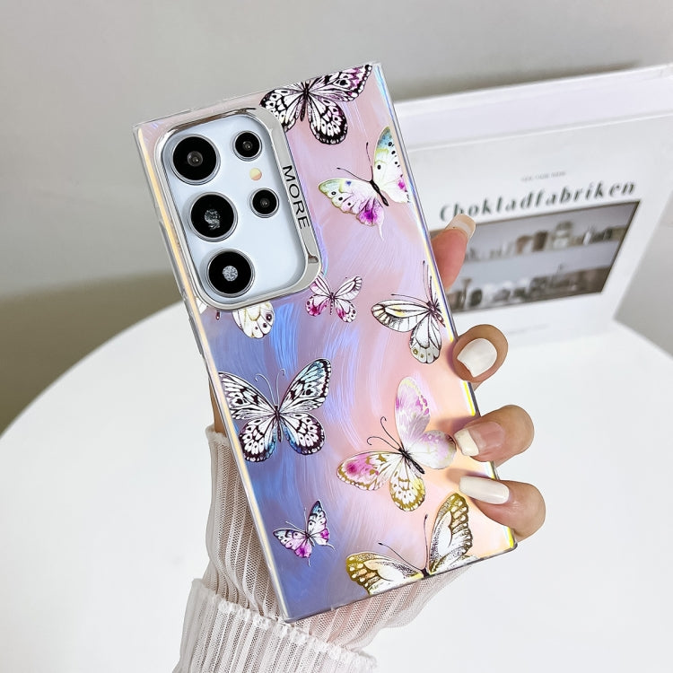 For Samsung Galaxy S24 Ultra 5G Electroplating Laser Butterfly Phone Case(Pink Butterflies AB2) - HoMEdemic™ 