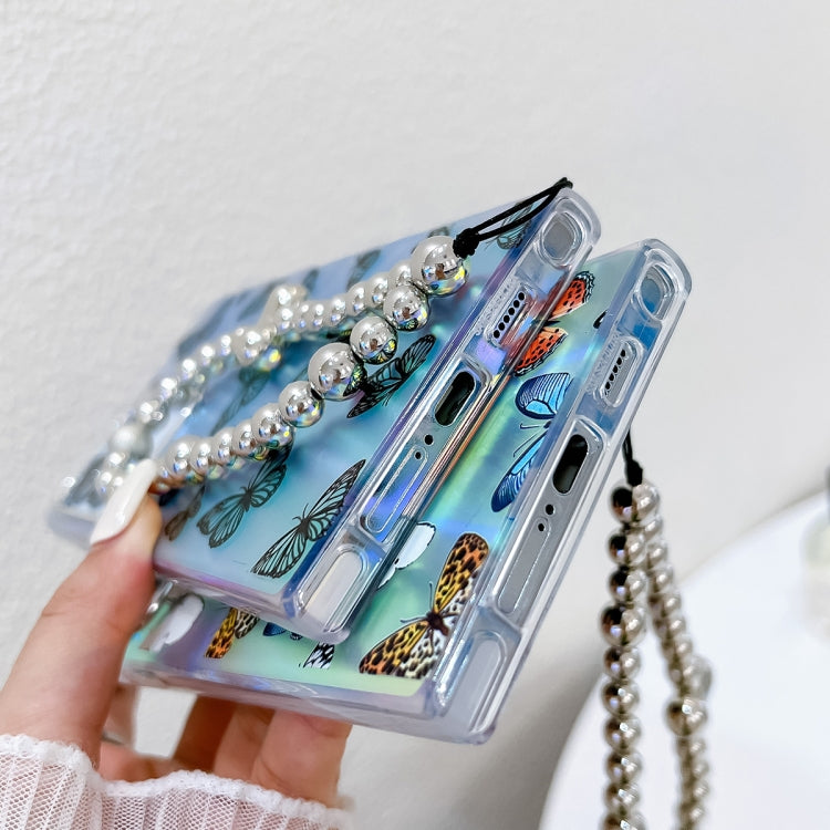 For Samsung Galaxy S24 Ultra 5G Electroplating Laser Butterfly Phone Case with Wrist Strap(Blue Butterflies AB4) - HoMEdemic™ 