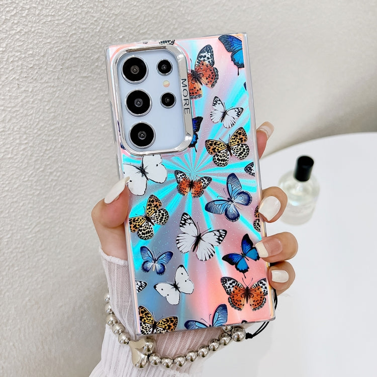 For Samsung Galaxy S24 Ultra 5G Electroplating Laser Butterfly Phone Case with Wrist Strap(Color Butterflies AB1) - HoMEdemic™ 