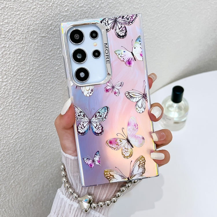 For Samsung Galaxy S24 Ultra 5G Electroplating Laser Butterfly Phone Case with Wrist Strap(Pink Butterflies AB2) - HoMEdemic™ 