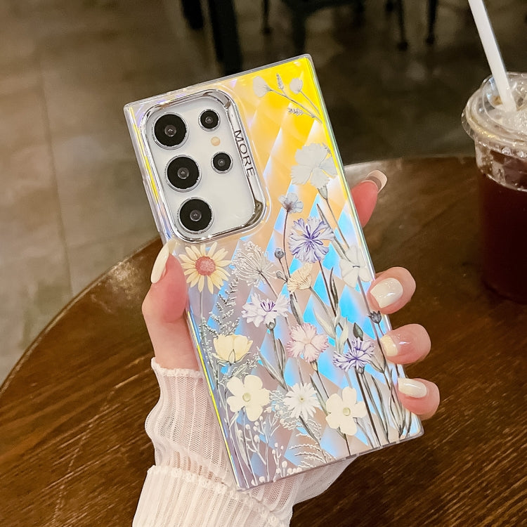 For Samsung Galaxy S24 Ultra 5G Electroplating Laser Flower Texture TPU Phone Case(Chrysanthemum AH5) - HoMEdemic™ 