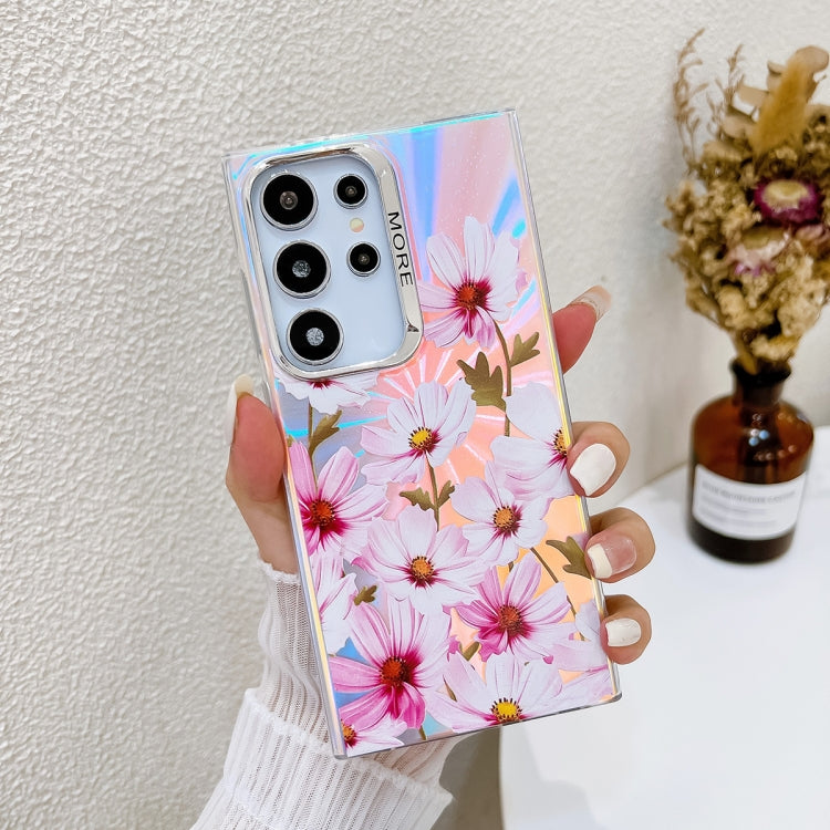 For Samsung Galaxy S24 Ultra 5G Electroplating Laser Flower Texture TPU Phone Case(Cosmos Flower AH7) - HoMEdemic™ 