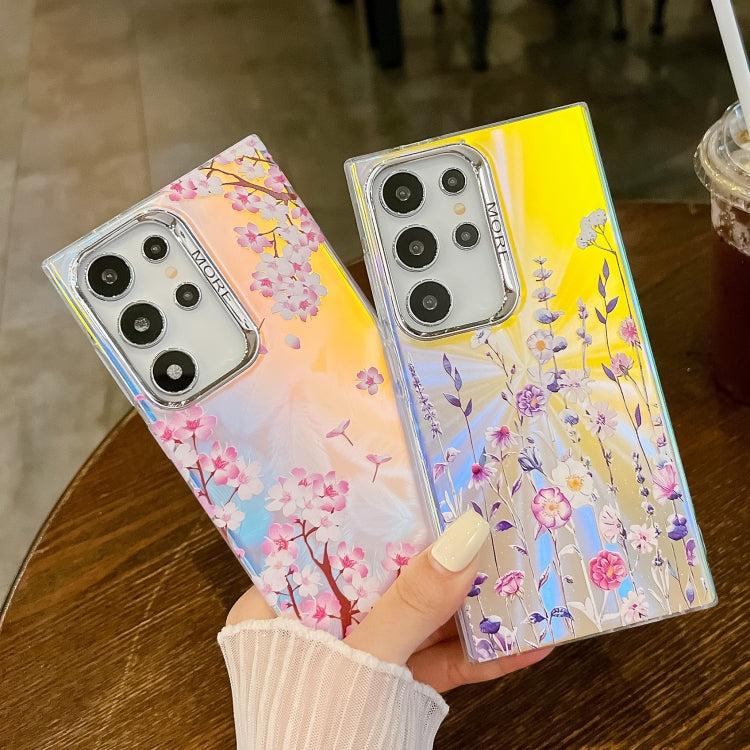 For Samsung Galaxy S24 Ultra 5G Electroplating Laser Flower Texture TPU Phone Case(Drawn Flowers AH3) - HoMEdemic™ 