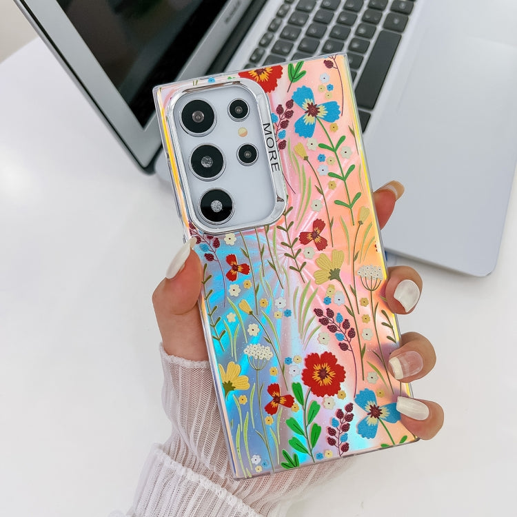For Samsung Galaxy S24 Ultra 5G Electroplating Laser Flower Texture TPU Phone Case(Flower AH6) - HoMEdemic™ 