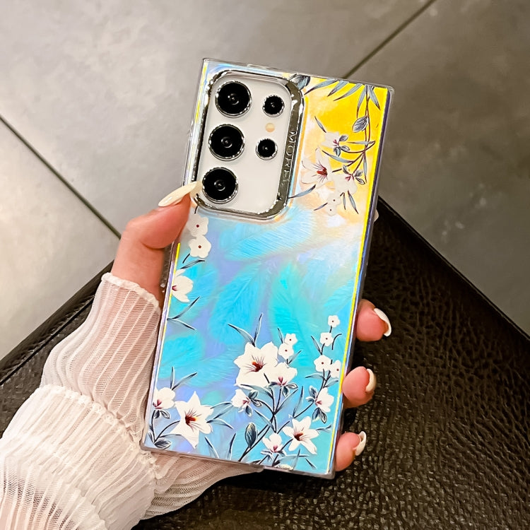 For Samsung Galaxy S24 Ultra 5G Electroplating Laser Flower Texture TPU Phone Case(Morning Glory AH16) - HoMEdemic™ 