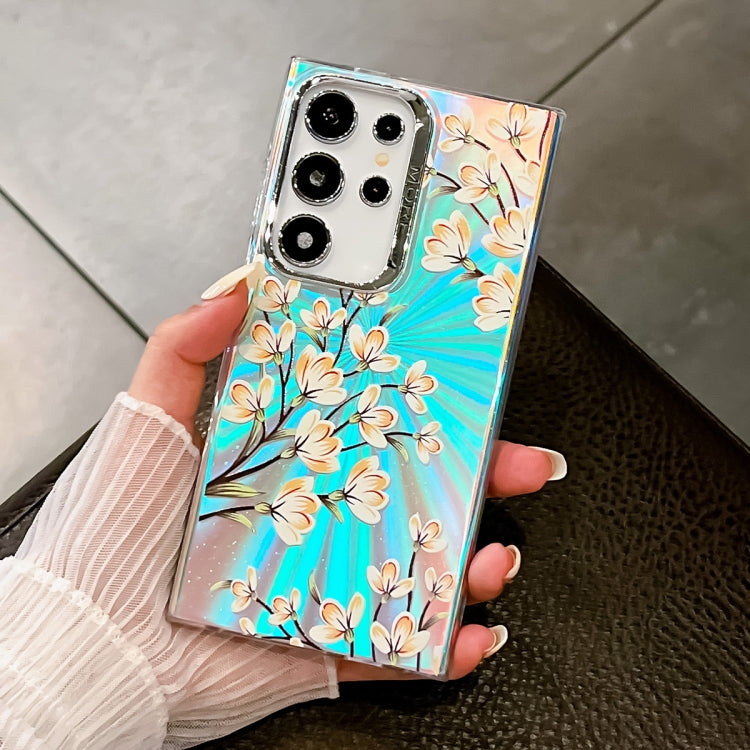 For Samsung Galaxy S24 Ultra 5G Electroplating Laser Flower Texture TPU Phone Case(Pear Blossom  AH17) - HoMEdemic™ 