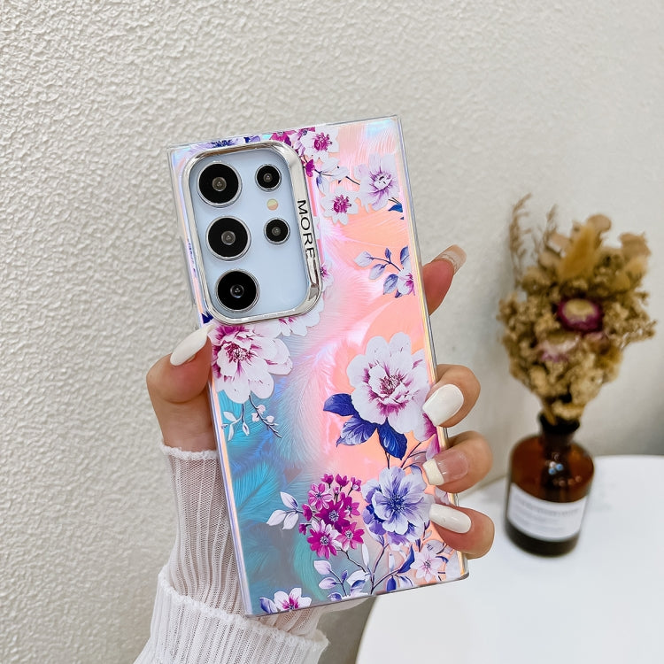 For Samsung Galaxy S24 Ultra 5G Electroplating Laser Flower Texture TPU Phone Case(Peony AH11) - HoMEdemic™ 