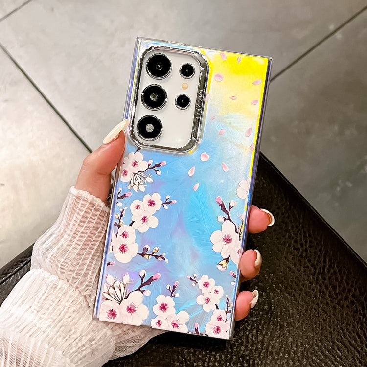 For Samsung Galaxy S24 Ultra 5G Electroplating Laser Flower Texture TPU Phone Case(Plum Blossom AH18) - HoMEdemic™ 