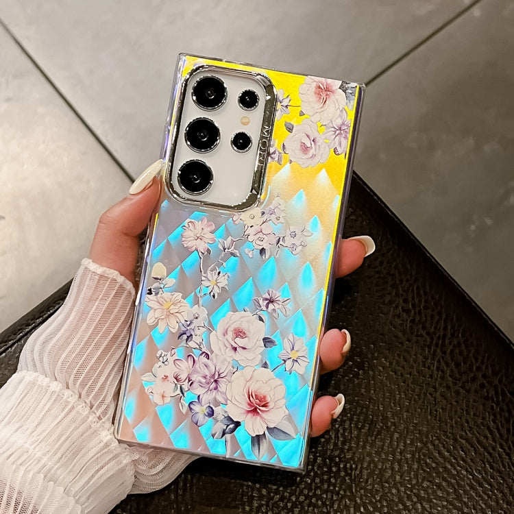 For Samsung Galaxy S24 Ultra 5G Electroplating Laser Flower Texture TPU Phone Case(Rose AH15) - HoMEdemic™ 