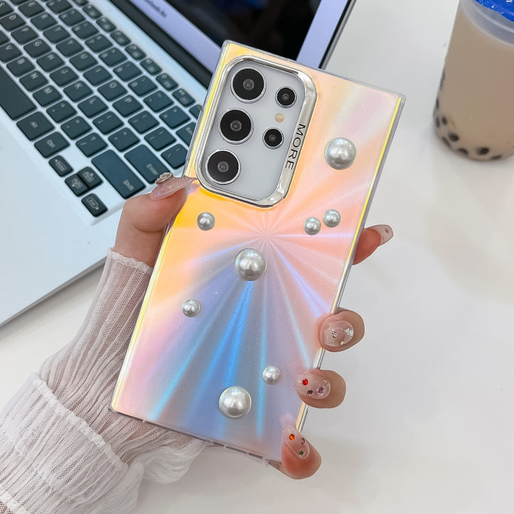 For Samsung Galaxy S24 Ultra 5G Electroplating Pearl Laser Texture TPU Phone Case(CD Stripes) - HoMEdemic™ 