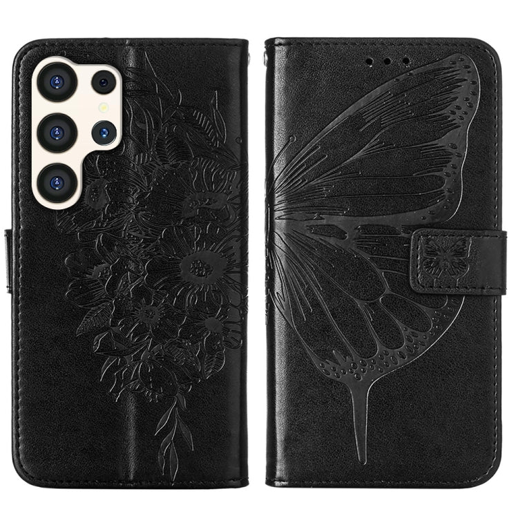 For Samsung Galaxy S24 Ultra 5G Embossed Butterfly Leather Phone Case(Black) - HoMEdemic™ 