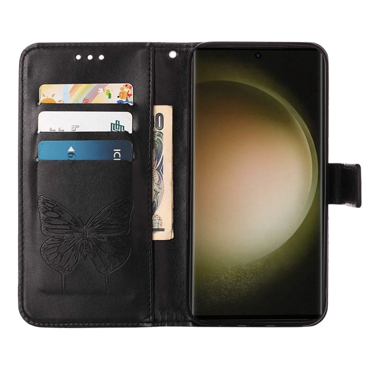 For Samsung Galaxy S24 Ultra 5G Embossed Butterfly Leather Phone Case(Black) - HoMEdemic™ 