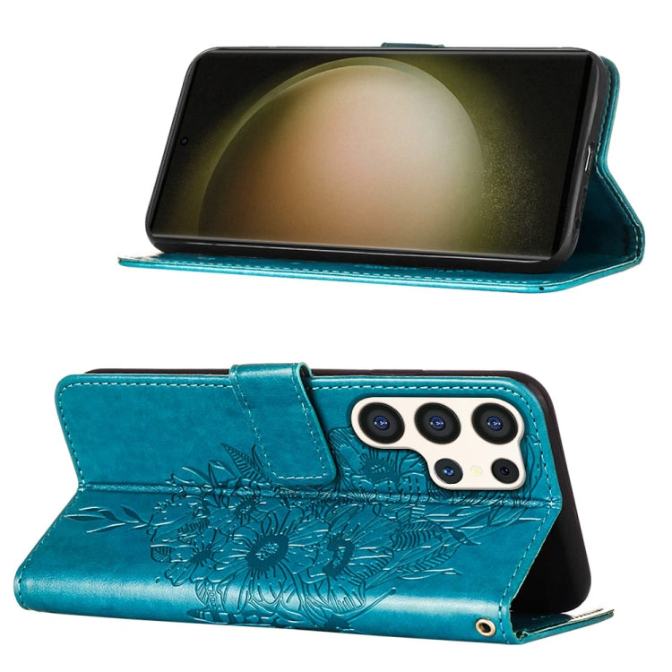 For Samsung Galaxy S24 Ultra 5G Embossed Butterfly Leather Phone Case(Blue) - HoMEdemic™ 