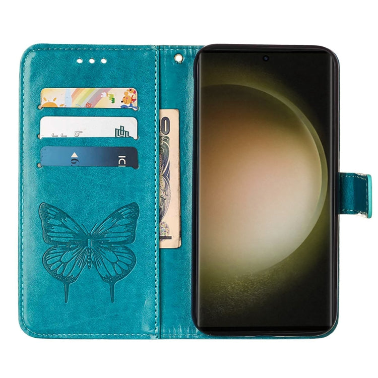 For Samsung Galaxy S24 Ultra 5G Embossed Butterfly Leather Phone Case(Blue) - HoMEdemic™ 